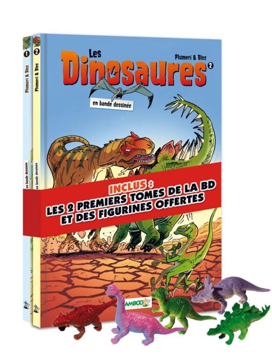 Les Dinosaures en BD - Coffret tome 1 + tome 2 + Figurines main product photo