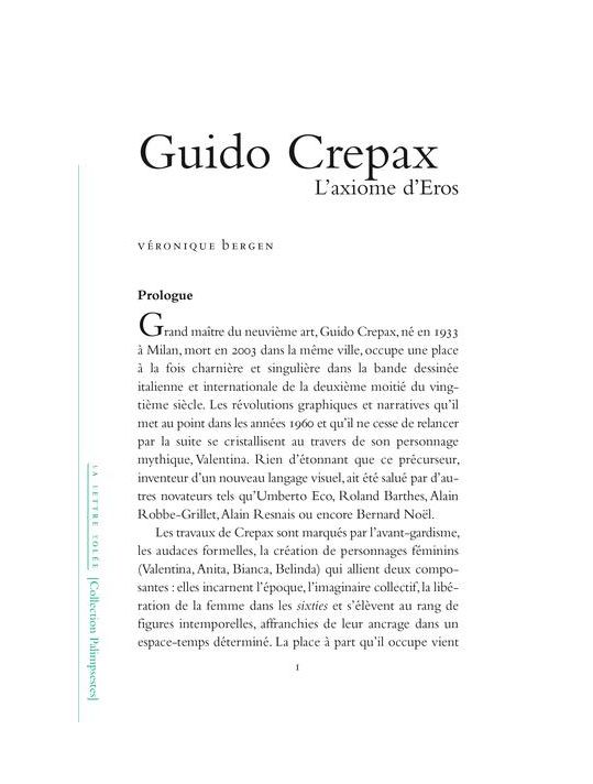 Guido crepax - L'axiome d'eros main product photo
