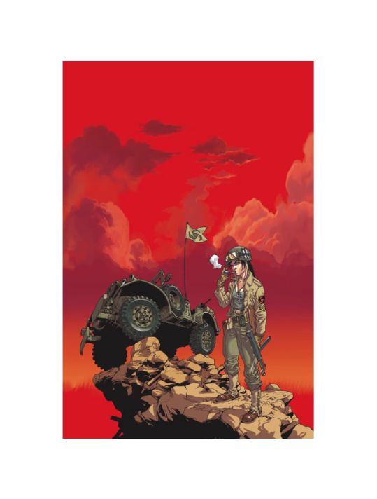 Affiche Camion et ciel rouge ; signée ; Buchet ; 40x60 main product photo