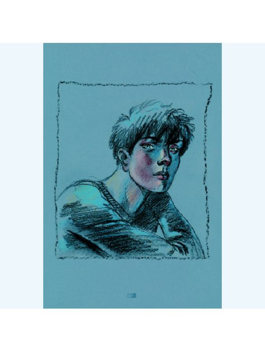 Affiche Louise, portrait sur fond bleu ; Juillard ; 20x30 main product photo
