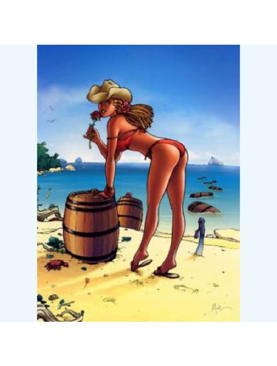 Affiche Sur la Plage ; Malfin ; Signée & Numérotée 270 ex. ; 30x40 main product photo
