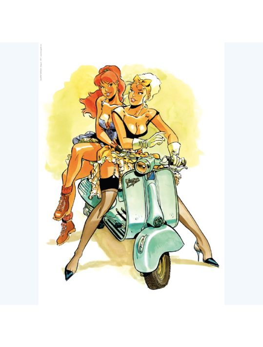 Affiche A ; ux, sur le scooter ; Meynet ; Signée & Numérotée 149 ex. ; 21x29 main product photo