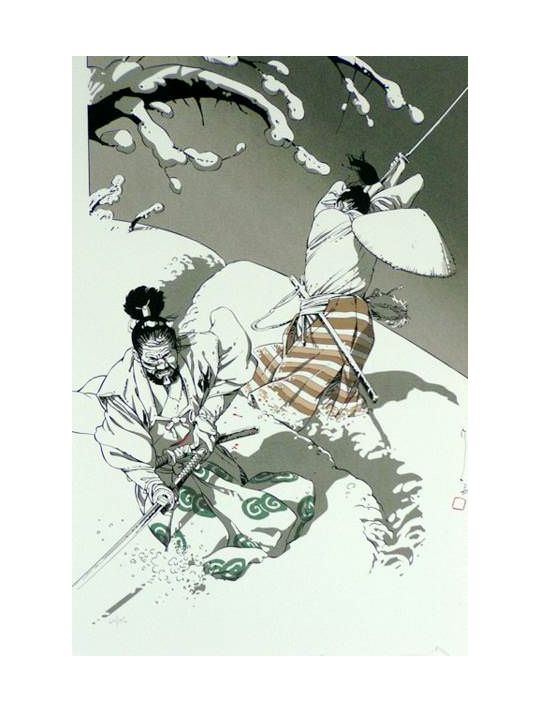 Sérigraphie Deux Samouraï ; Michetz ; Signée & Numérotée 120 ex. ; 50x70 main product photo