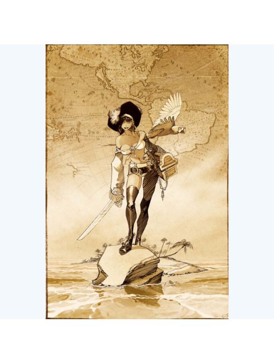 Affiche Femme pirate ; Vatine ; Signée ; 40x60 main product photo