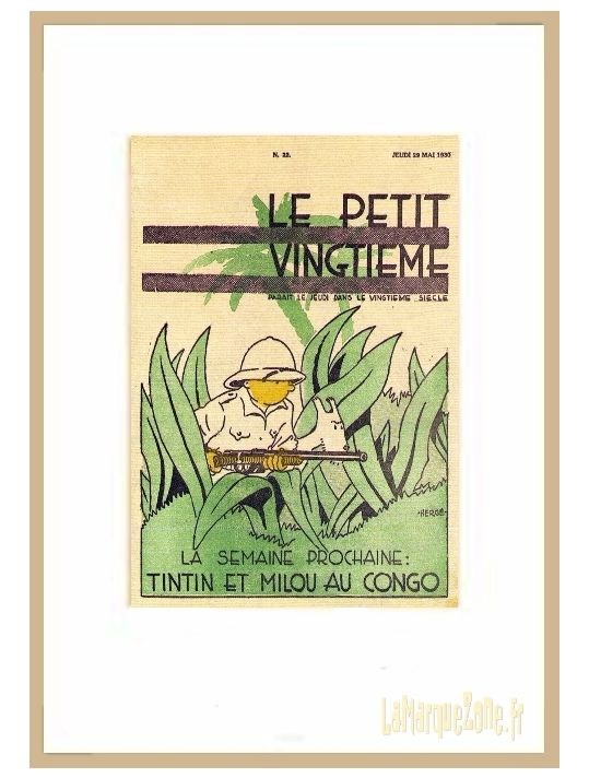 Tintin au Congo - Couverture du Petit Vingtième - Reproduction encadrée 1 main product photo