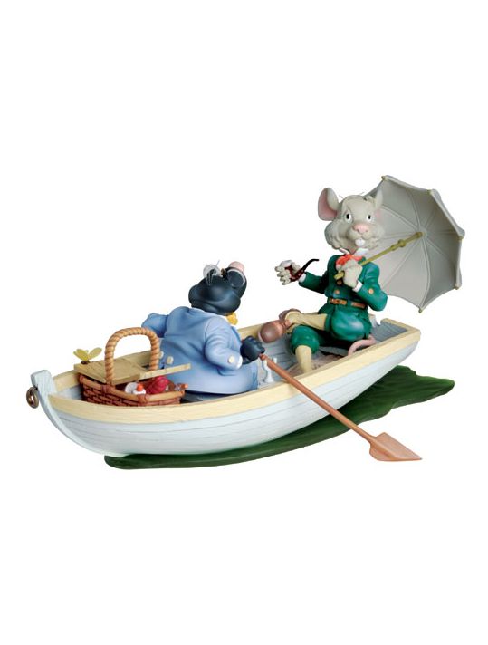 Figurine Rat & Taupe dans une barque main product photo