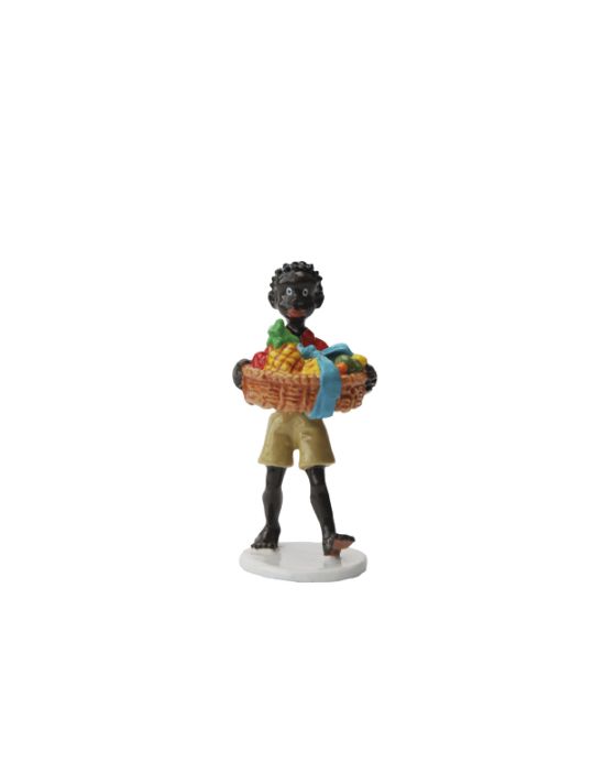 Figurine carte de voeux 1972 - Coco avec le panier de fruits main product photo