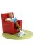 Figurine Tintin résine fauteuil rouge